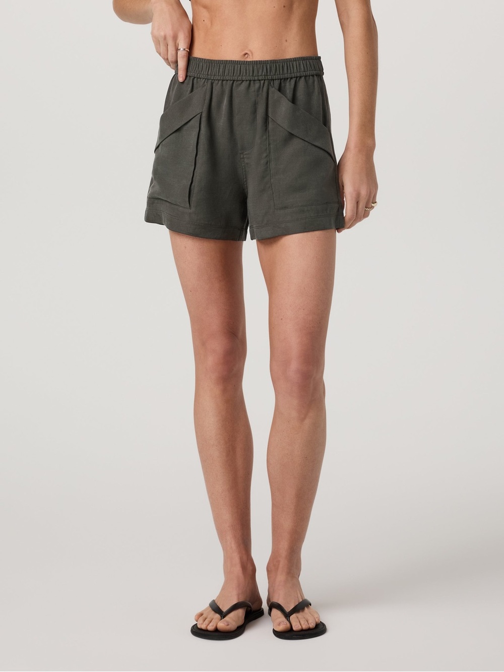 Vuori Olive Utility Athletic Shorts with Front Pockets
